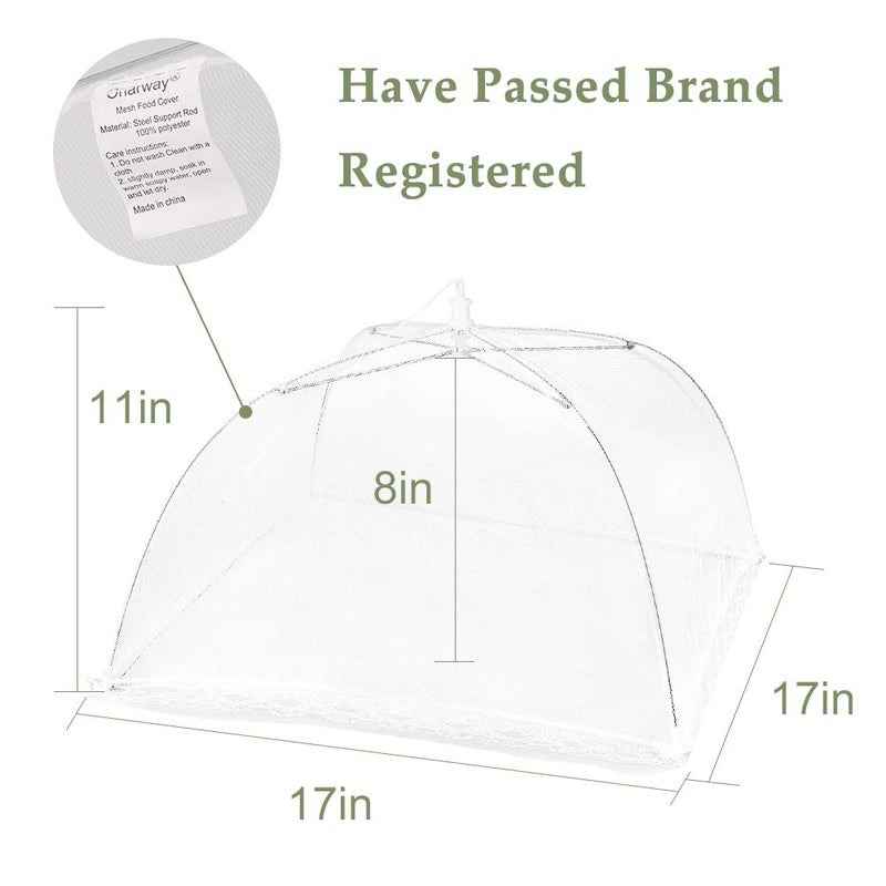 Onarway 6 Pack Food Covers 17 Inch Pop-Up Encrypted Mesh Plate Serving Tents, Fine Net Screen Umbrella for Outdoors, Parties, Picnics, BBQs, Reusable and Collapsible - Image 2